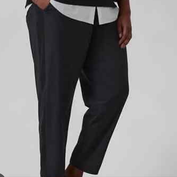Athleta Pull on ankle Athleasure Black Women's Strechy Pants side satin Sripe - Picture 3 of 6